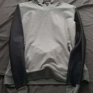 Men hoodie with leather sleeves